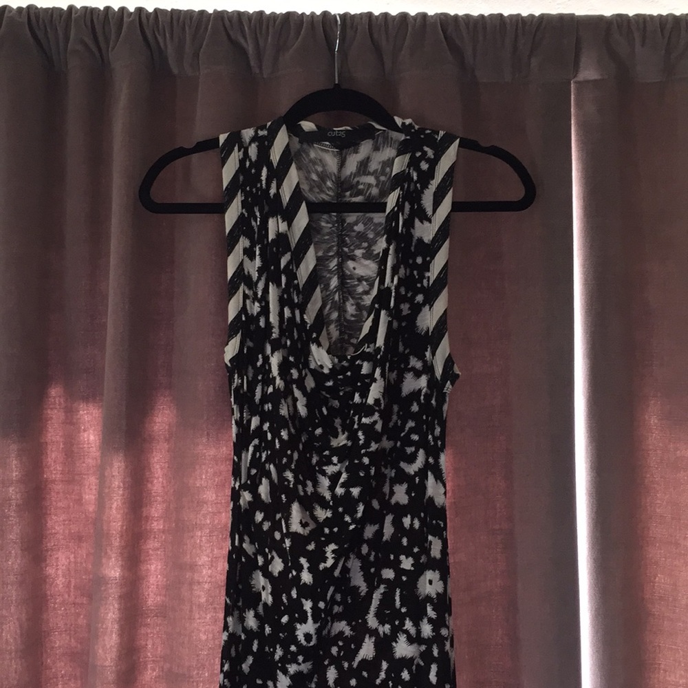 Cut 25 Low Neck Black & White Long Dress